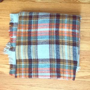 Orange, gray and brown oversized scarf